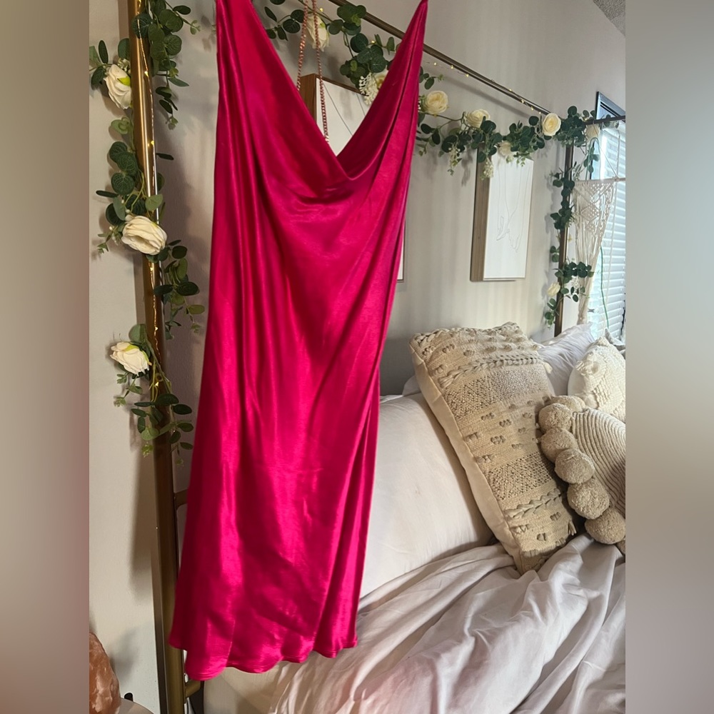 Hot pink cowl neck club dress